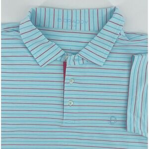 B Draddy USA Light Striped Light Blue Golf Polo Shirt Mens Large Short Sleeve